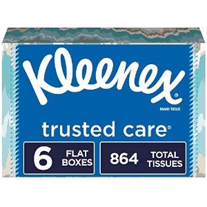 Kleenex Trusted Care Facial Tissues, 6 Flat Boxes, 144 Tissues per Box