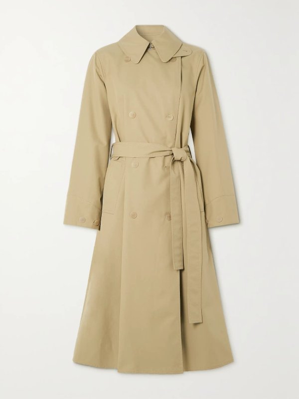 Double-breasted cutout cotton-gabardine trench coat