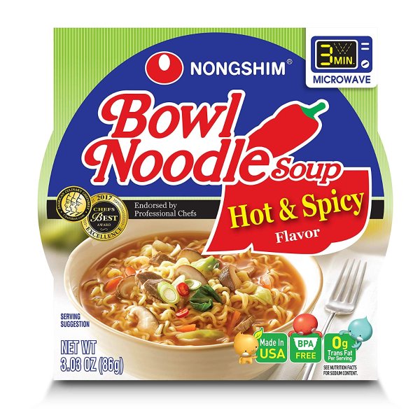 Bowl Noodle Soup, Hot & Spicy (Pack of 4)