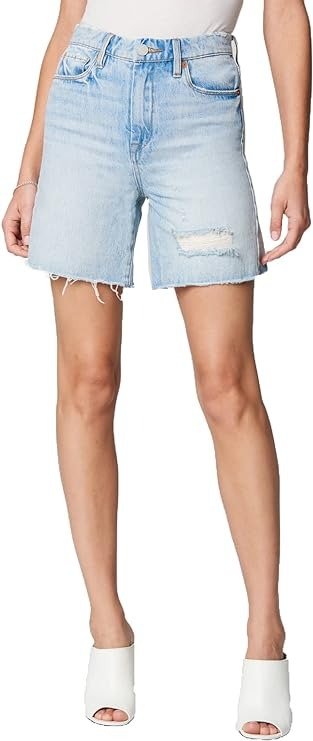 [BLANKNYC] Womens Luxury Clothing High Rise Distressed Denim Shorts, Comfortable & Fitting