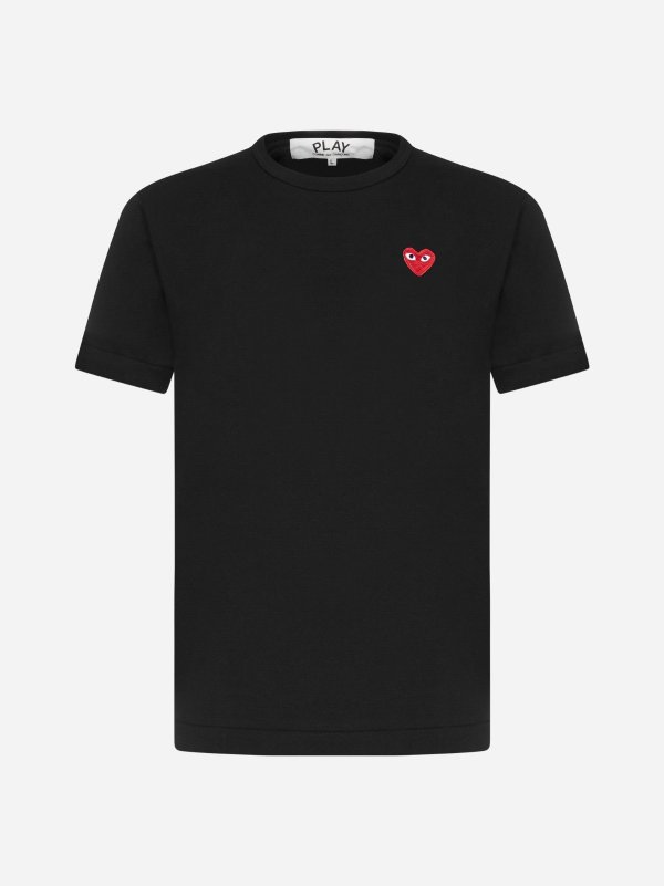 Heart patch cotton t-shirt BLACK, COMME DES GARCONS PLAY |Danielloboutique.it