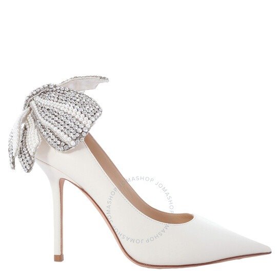 Ladies Latte Mix Love 100 Pearl and Crystal Bow Nappa Pumps, Brand Size 38 ( US Size 8 )
