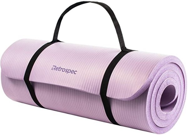 Solana Yoga Mat 1" Thick w/Nylon Strap for Men & Women - Non Slip Excercise Mat for Yoga