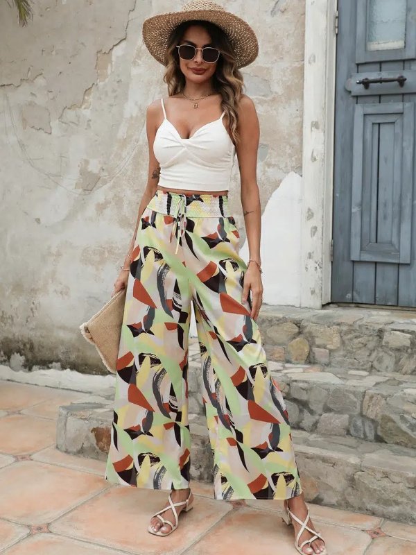 High Waisted Floral Wide Leg Pants