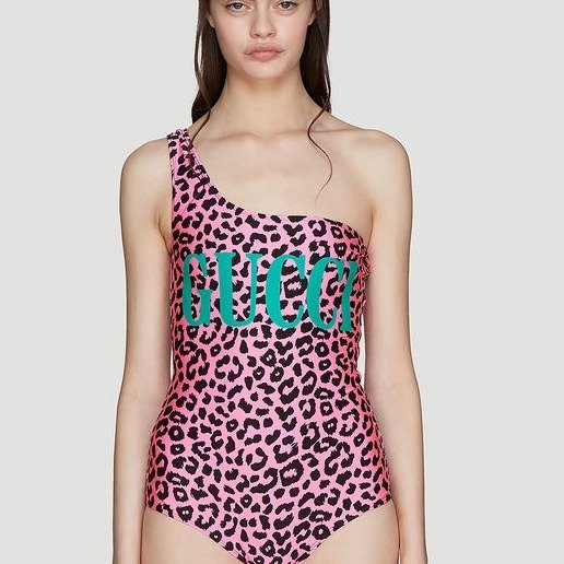 Leopard Print Sparkling Swimsuit in Pink