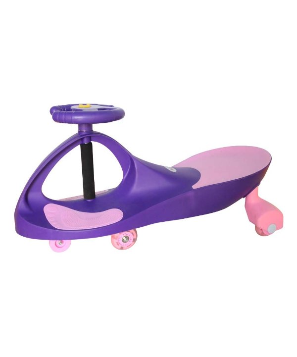 Purple Deluxe Voice-Recorder LED Swing Car Ride-On