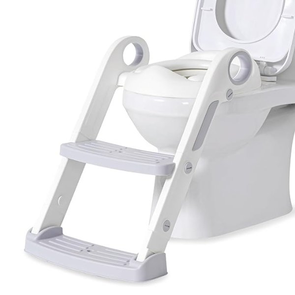 Potty Training Toilet for Boys and Girls - 2023 New Toddler Potty Toilet Seat with Anti-Slip Design, Soft Cushion and Built-in Splash Guard, Toddler Step Stool, Purple Grey