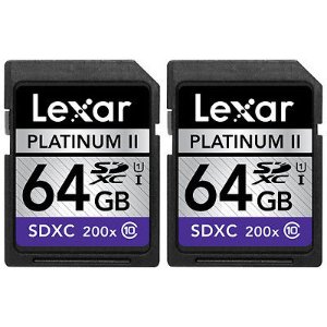 2块装 Lexar 雷克沙 64GB Platinum II Class 10 SDXC存储卡