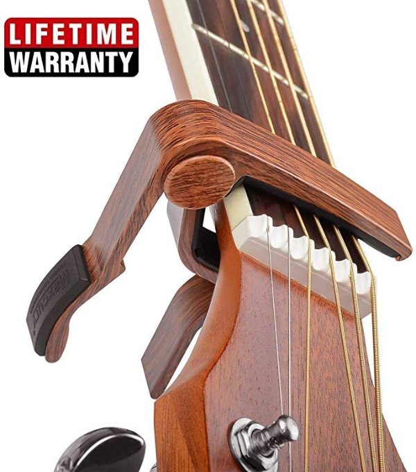 Rinastore 6-String Acoustic & Electric Guitar Capo- Single Handed Capo, Rosewood Color