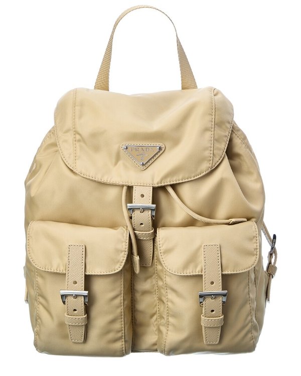 Vela Nylon & Saffiano Leather Small Two-Pocket Backpack