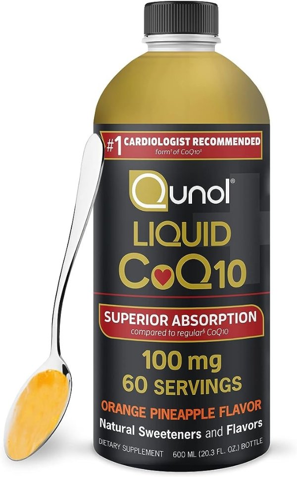 Liquid CoQ10 100mg, Superior Absorption Natural Supplement Form of Coenzyme Q10, Antioxidant for Heart Health, Orange Pineapple Flavored, 60 Servings, 20.3 oz Bottle