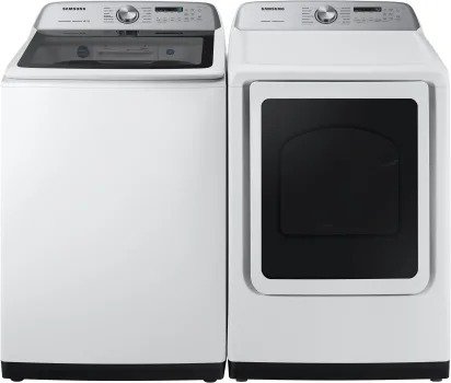 Samsung SAWADREW54001 Side-by-Side Washer & Dryer Set with Top Load Washer and Electric Dryer in White