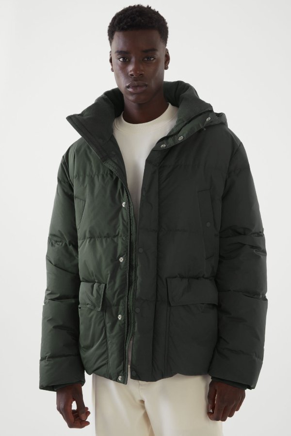 REDOWN HOODED PUFFER JACKET - DARK GREEN - Coats and Jackets - COS
