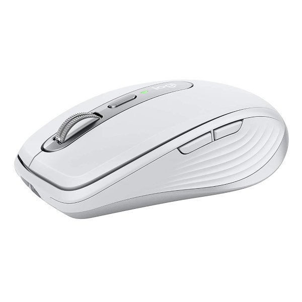 MX Anywhere 3 Compact Performance Mouse, Wireless, Comfort, Fast Scrolling, Any Surface, Portable, 4000DPI, Customizable Buttons, USB-C, Bluetooth - Pale Grey