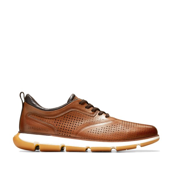 Men's 4.ZEROGRAND Perforated Oxford in British Tan-Ivory | Cole Haan