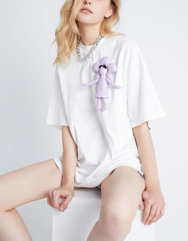 Drop Shoulder Tee With Stuffed Toy