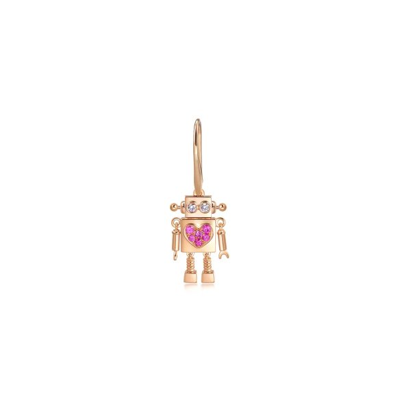 Love Decode 18K Gold Pink Sapphire Robot Single Earring | Chow Sang Sang Jewellery eShop