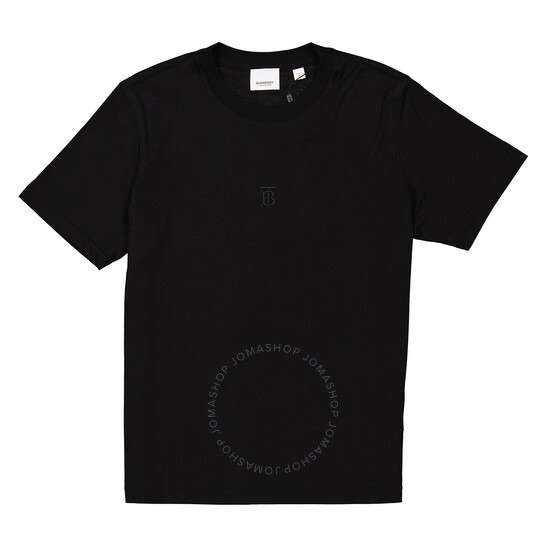 Ladies Black Monogram Motif Cotton T-shirt