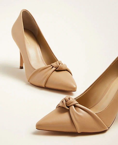 Mila Leather Knot Bow Pumps | Ann Taylor