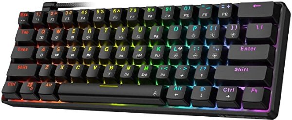 Punkston TH61 60% Mechanical Gaming Keyboard,RGB Backlit Ultra-Compact Wired Mini Mechanical Keyboard Full Keys Programmable Black (Optical Red Switch)