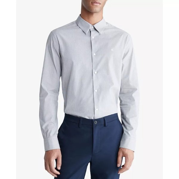 Men's Slim-Fit Stretch Stripe Button-Down Shirt
