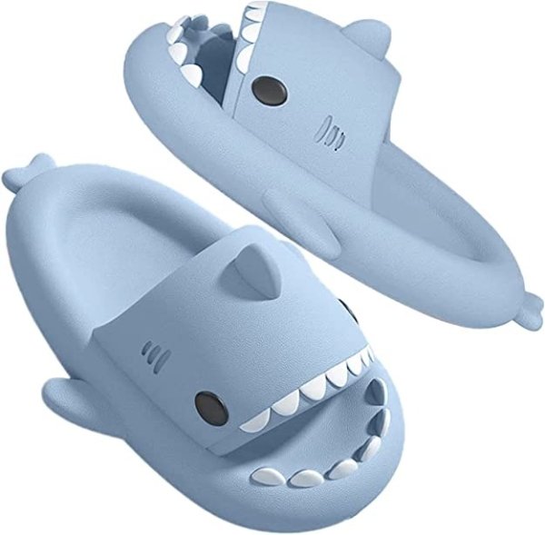 Fun Shark Slides Bathroom Shower Non-slip Slippers Outdoor Couple Slippers Summer Beach Slippers for Men and Women smiley face slippers