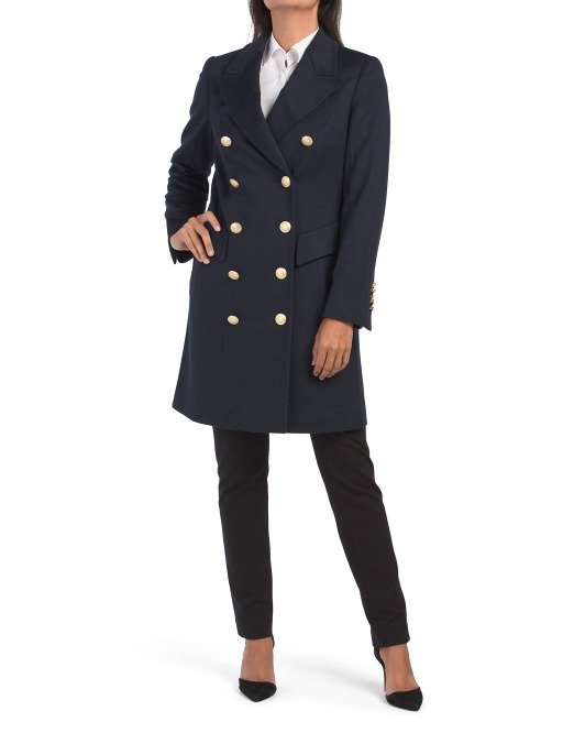 Made In Italy Virgin Wool Blend Button Coat