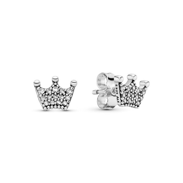 Enchanted Crowns Stud Earrings, Clear CZ