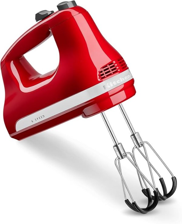 6 Speed Hand Mixer with Flex Edge Beaters - KHM6118, Empire Red
