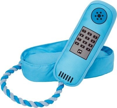 Retro Home Phone Ballistic Nylon Plush with Rope Squeaky Dog Toy - Chewy.com