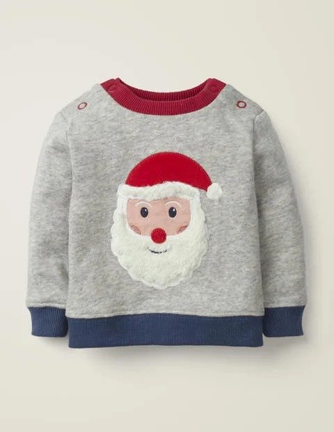 Cosy Sweatshirt - Grey Marl Father Christmas | Boden US