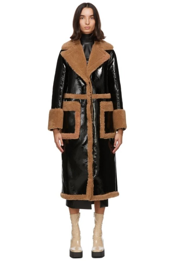 Black Faux-Leather Aubrey Coat
