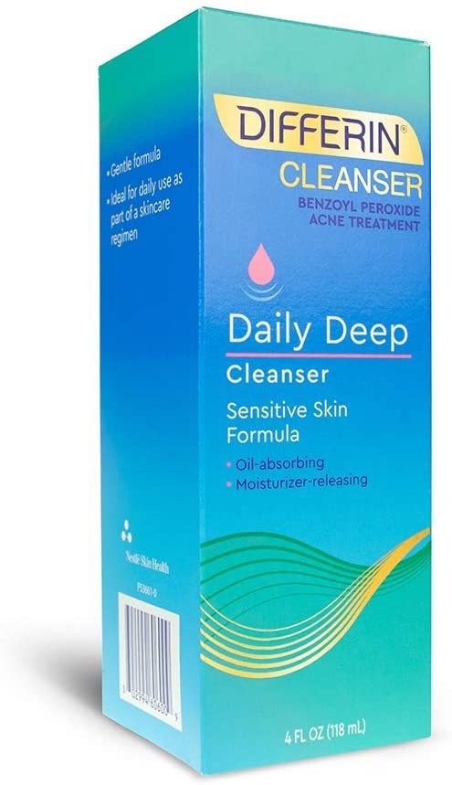 Facial Cleanser by Differin, Acne Face Wash w/ Benzoyl Peroxide, Sensitive Skin Formula, 1 pack, 4oz