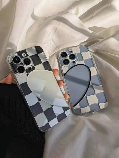 2pcs Checkered Clear Phone Case