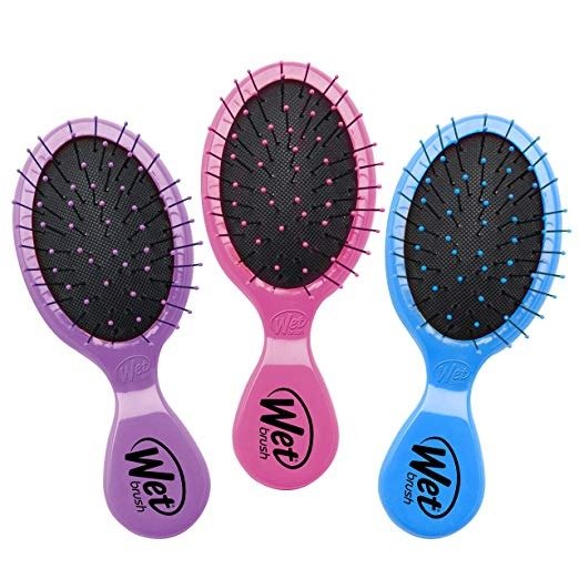 Multi-Pack Squirt Detangler Hair Brushes, Pink/Purple/Blue (Pack of 3)