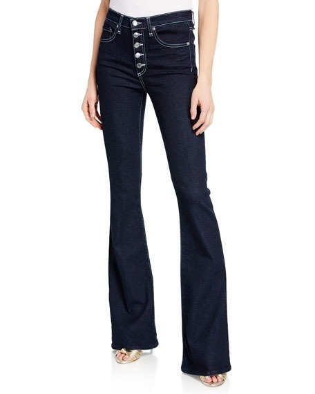 Beverly High-Rise Skinny Flare Jeans with Button Fly