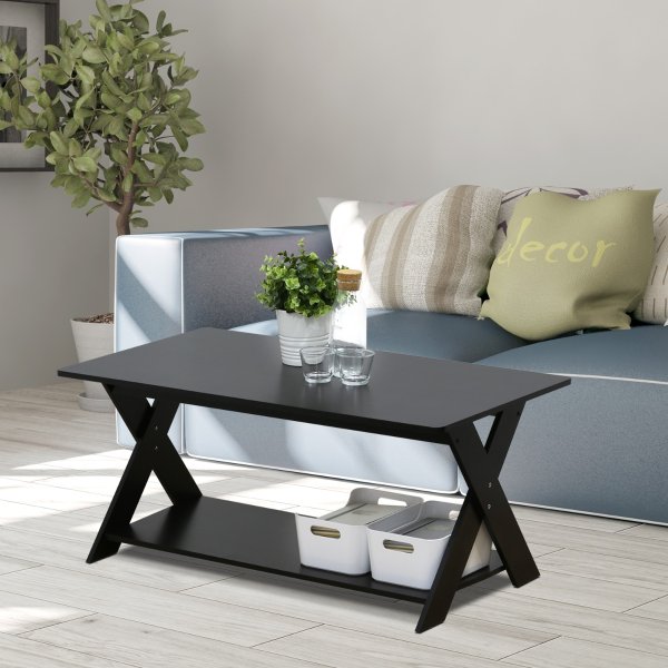Furinno Modern Simplistic Criss-Crossed Coffee Table, Espresso