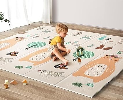 Foldable Baby Play Mat, Extra Large Crawling Mat for Baby, Waterproof Reversible Foam Playmat Non Toxic Anti-Slip Portable Kids Play Mat with Travel Bag for Infant, Toddler ( 71 x 79 x 0.4 inch )
