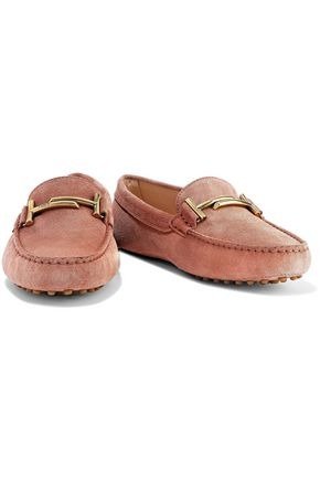 Embellished suede loafers