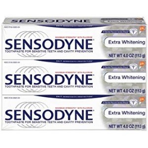 Sensodyne Sensitivity Toothpaste, Extra Whitening for Sensitive Teeth, 4 ounce (Pack of 3)