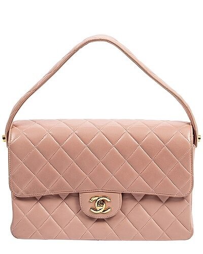 Limited Edition Blush Pink Quilted Lambskin leather Double Sided Single Flap Bag (Authentic Pre-Owned)