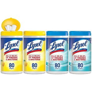 史低价：Lysol 消毒湿巾80片 4盒 共320片
