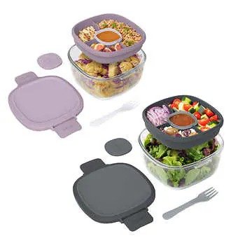 Glass Salad Container, 2-pack
