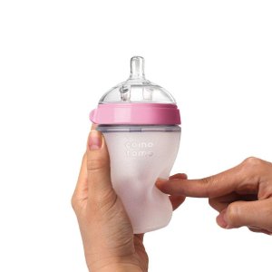 mo 婴儿乳感硅胶奶瓶,粉色、绿色, 5盎司, 2个装