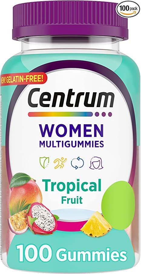 Women's Multivitamin Gummies, Tropical Fruit Flavors Made from Natural Flavors, 100 Count, 50 Day Supply