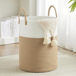 Woven Rope Laundry Basket by TECHMILLY, 58L