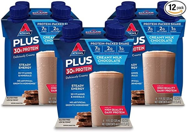 PLUS Protein-Packed Shake. Creamy Milk Chocolate with 30 Grams of Protein. Keto-Friendly and Gluten Free. (12 Shakes)