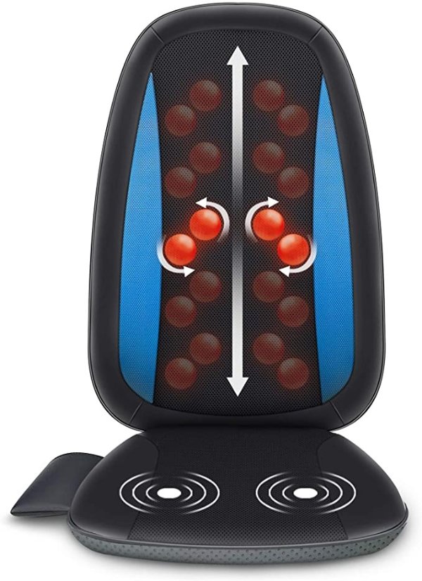 Shiatsu Back Massager with Heat -Deep Tissue Kneading Massage Seat Cushion, Massage Chair Pad for Full Back, Electric Body Massager for Home or Office Chair use