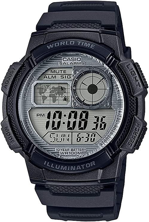 Men's Quartz Watch with Resin Strap, Black, 19.4 (Model: AE-1000W-7AVCF)