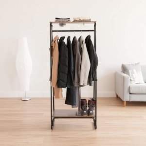 IRIS Metal Garment Rack with 2 Wood Shelves